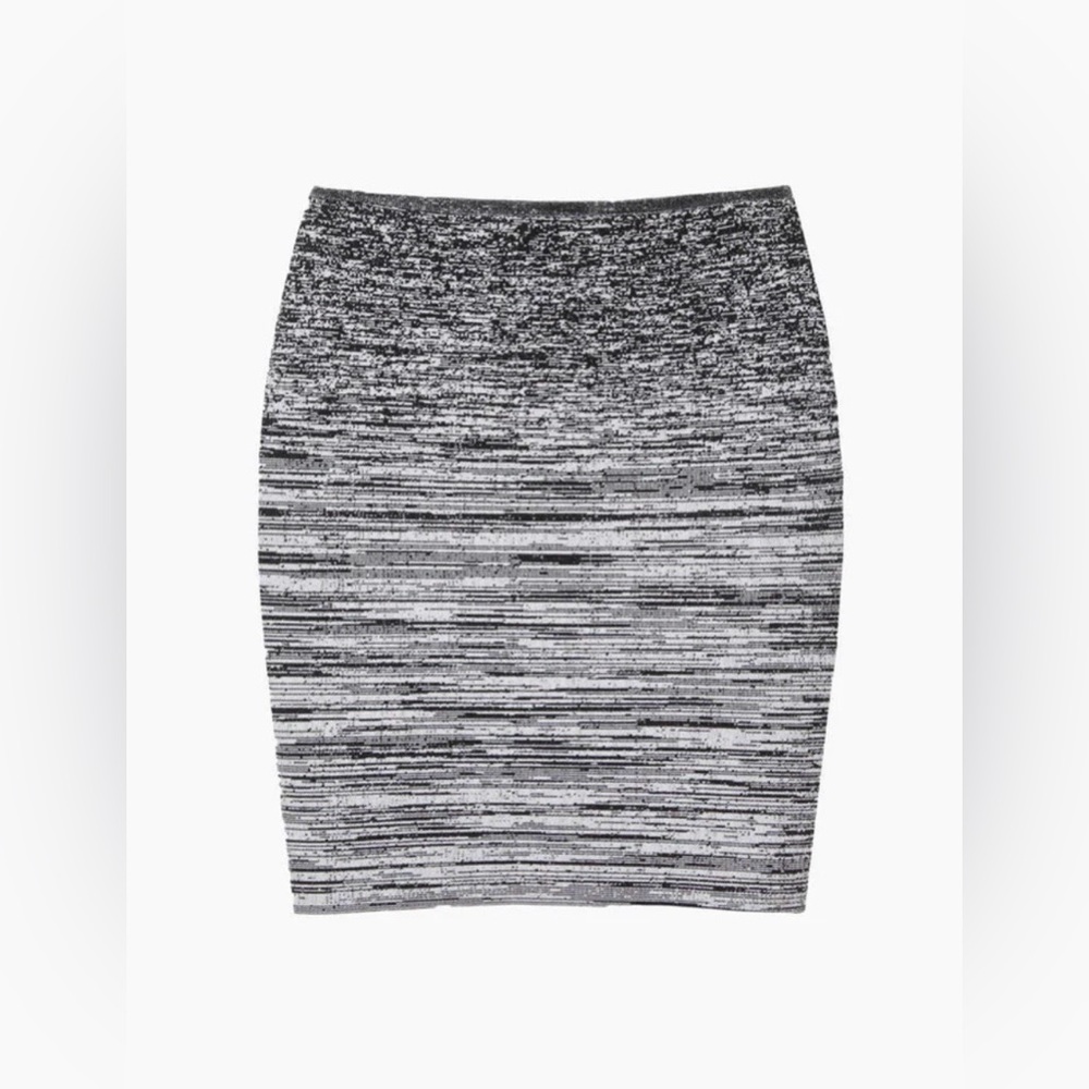 Alexander Wang Black & White Marled Knit Pencil Skirt